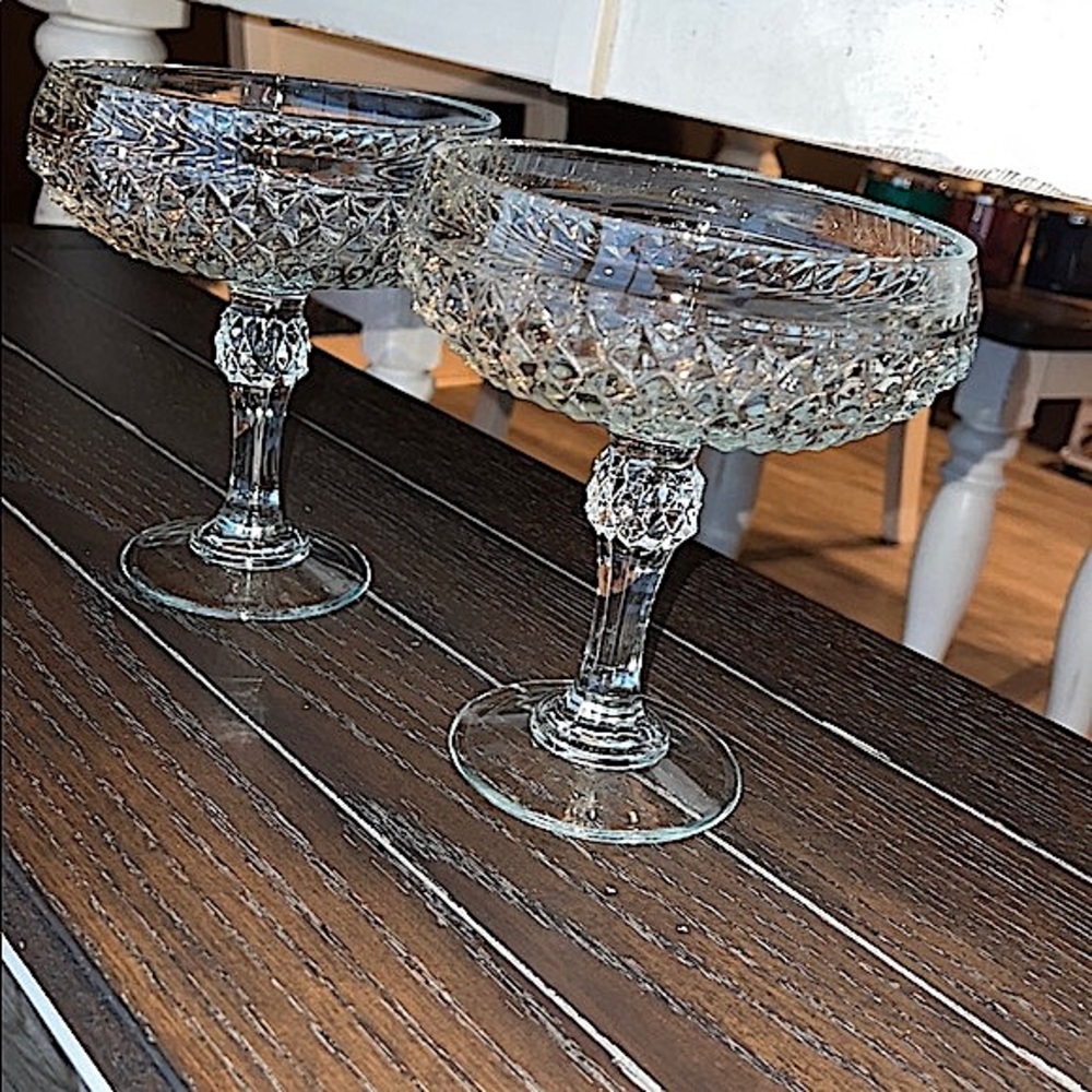 Vintage Cut Crystal Candy Pedestal Dishes 2 Pc Set